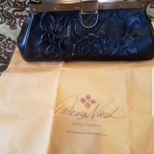 Patricia Nash Ferrera Black Tooled Satchel
